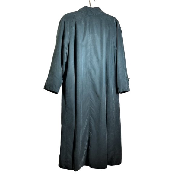 Vtg Jones New York Dark Teal Maxi Flare Trench Coat Wool & Satin Linings, Sz S/M - Picture 2 of 16